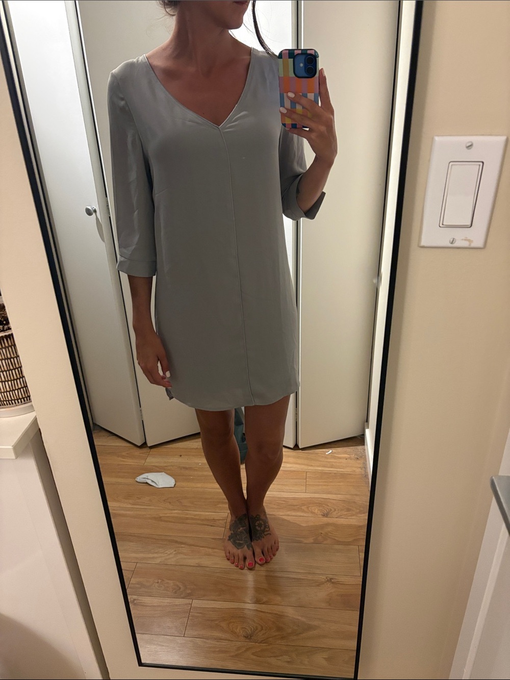 Monk & Lou Shift Dress in Mauve Grey